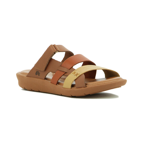 Sandalia Country Mujer Tres Tiras Vainilla-damasco