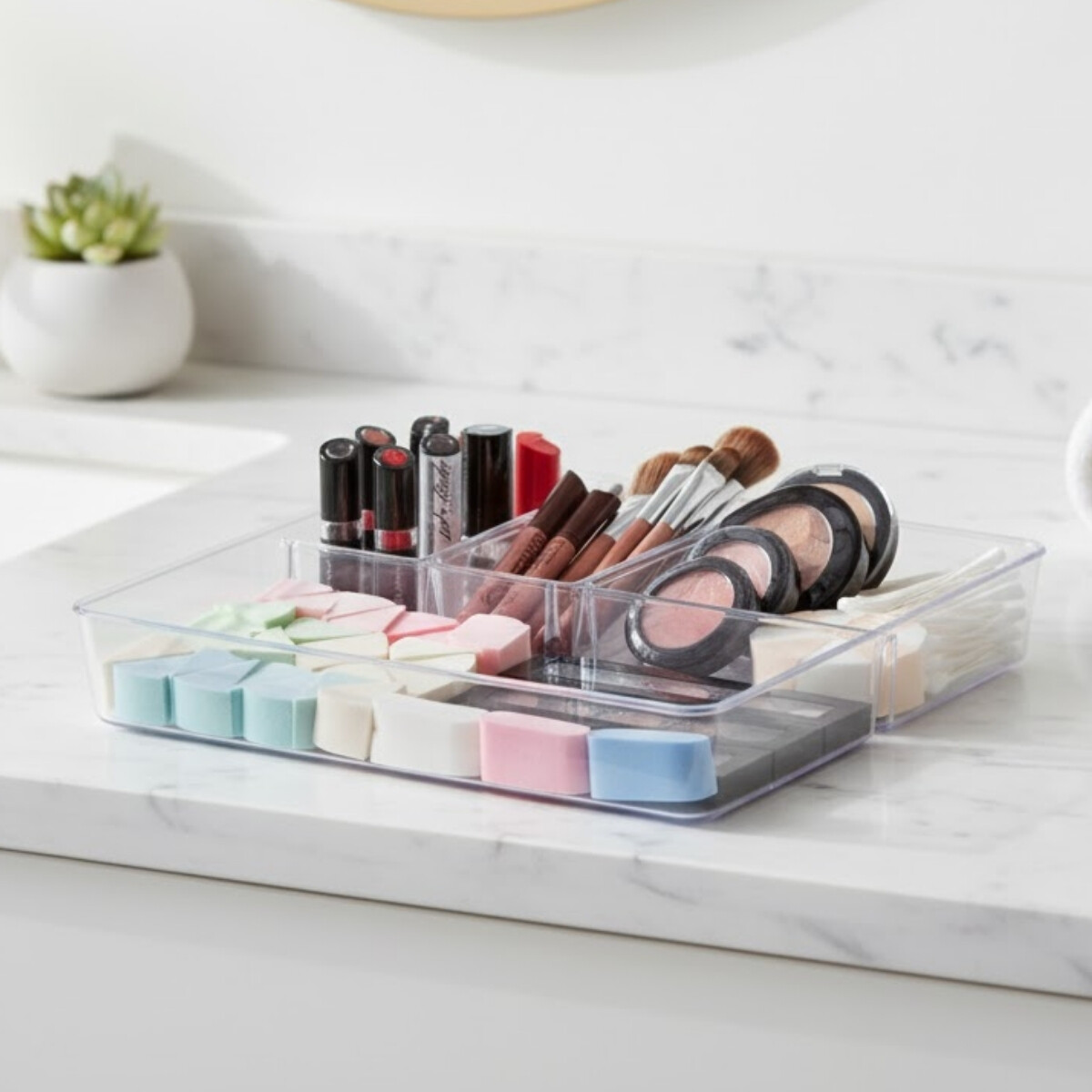 Organizador acrílico con divisiones 31 cm - TRANSPARENTE 