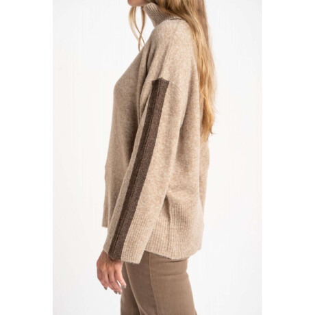 Polera Combinada Beige Melange