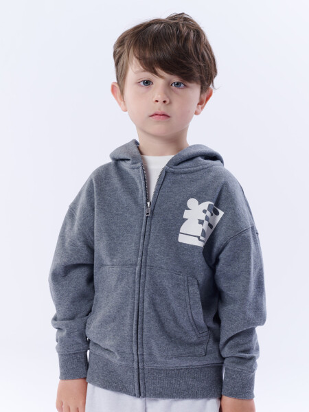 Campera deportiva estampa Chill Out Gris Melange Oscuro