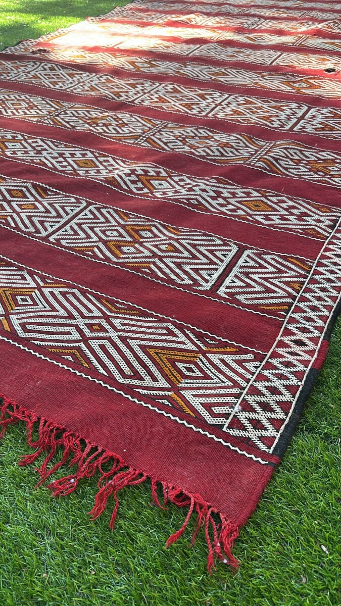Alfombra killim marroqui roja 3,30x1,80 