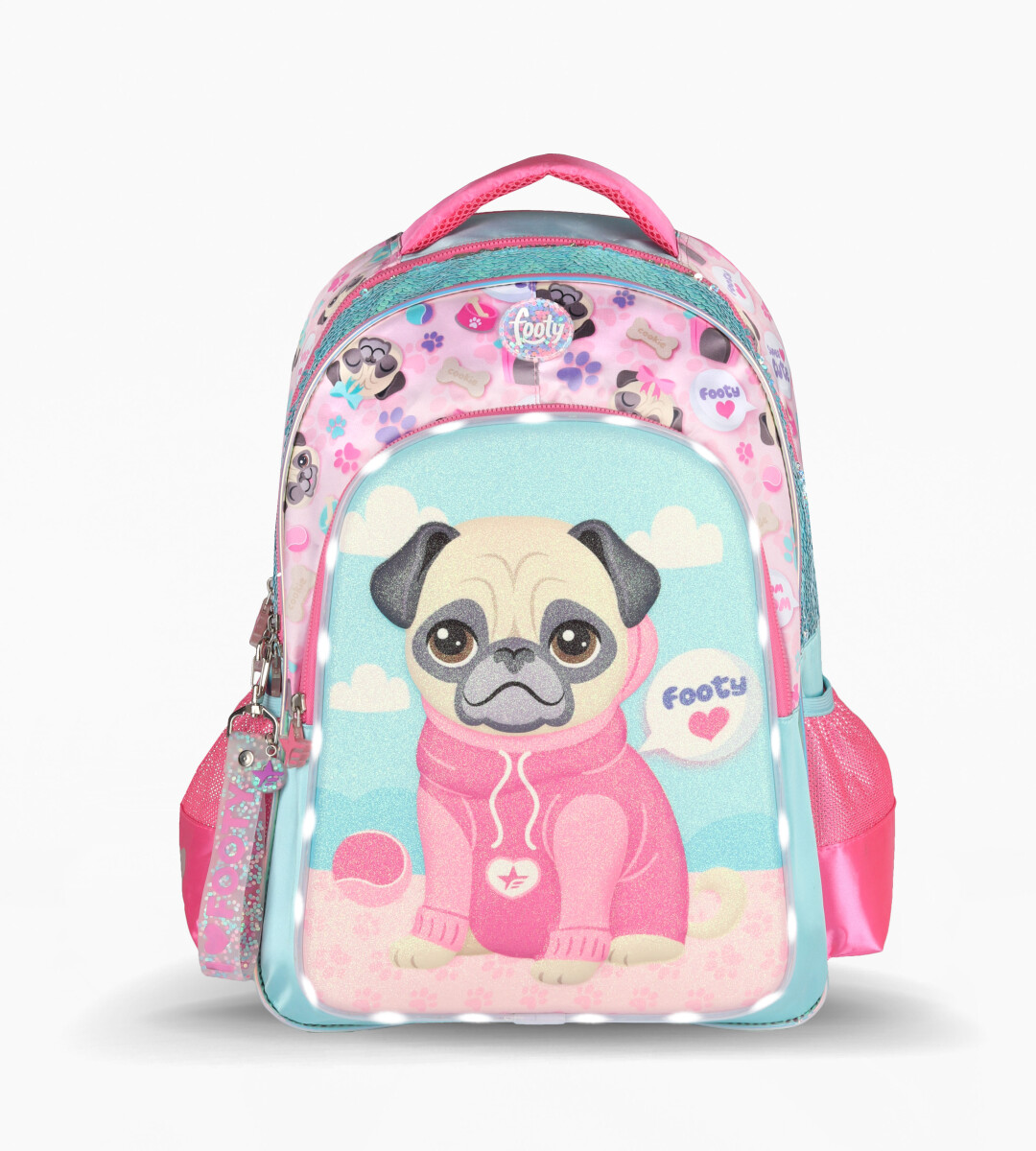 Mochila Infantil Footy Puppy con luz led - Rosa - Celeste 