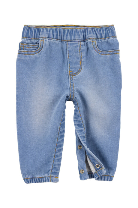 Pantalón jean con broches en las piernas Sin color