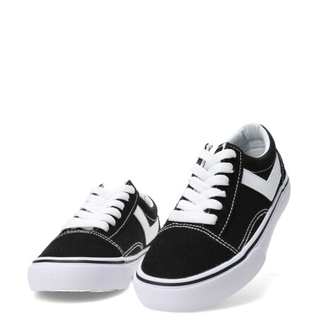 Championes de Niños PONY Casual Lona Gamuza Negro - Blanco