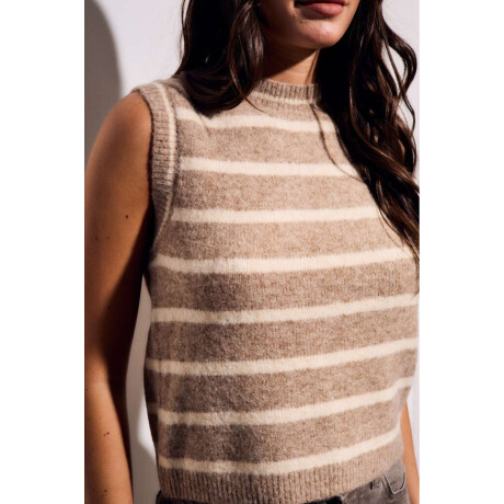 Chaleco Rayado Beige Melange