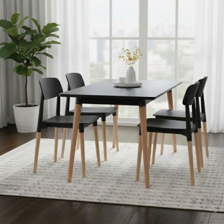 Juego de comedor 4 sillas Milan - Negro Juego de comedor 4 sillas Milan - Negro