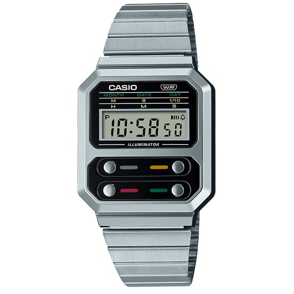 Reloj Casio Resina Cromado Clasico Plata 