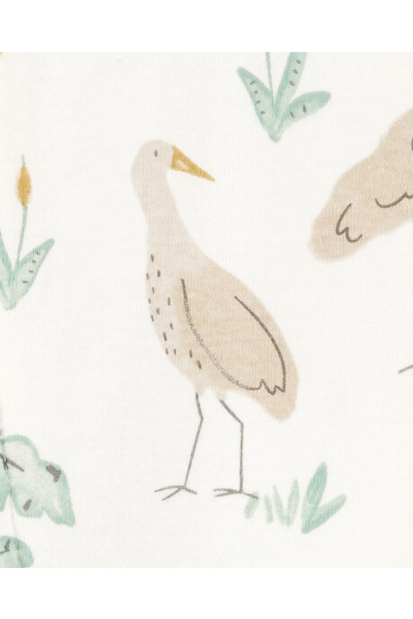 Pijama una pieza de algodón, con pie y gorro, diseño aves Pijama una pieza de algodón, con pie y gorro, diseño aves