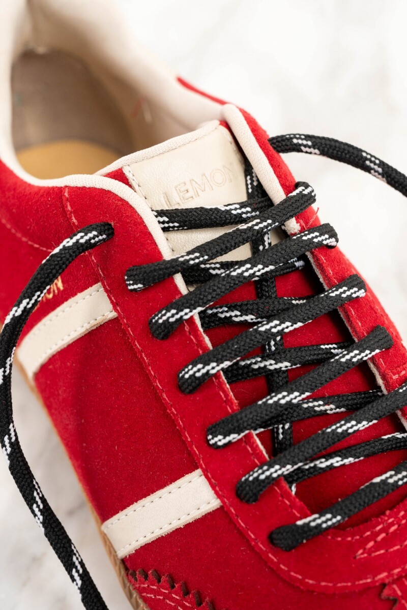 Zapatilla Gamuza Cuero Rojo