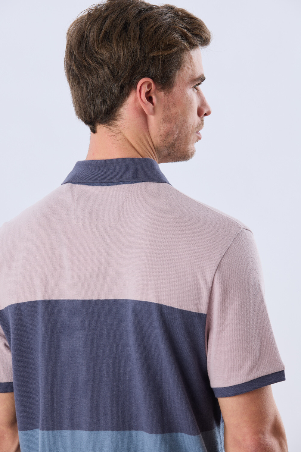 REMERA POLO RAYADA PIQUÉ Azul