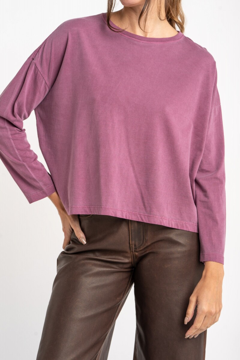Remera Manga Larga Lavada Bordeaux