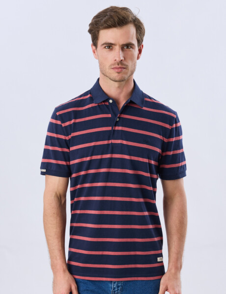 REMERA POLO RAYADA JERSEY Azul