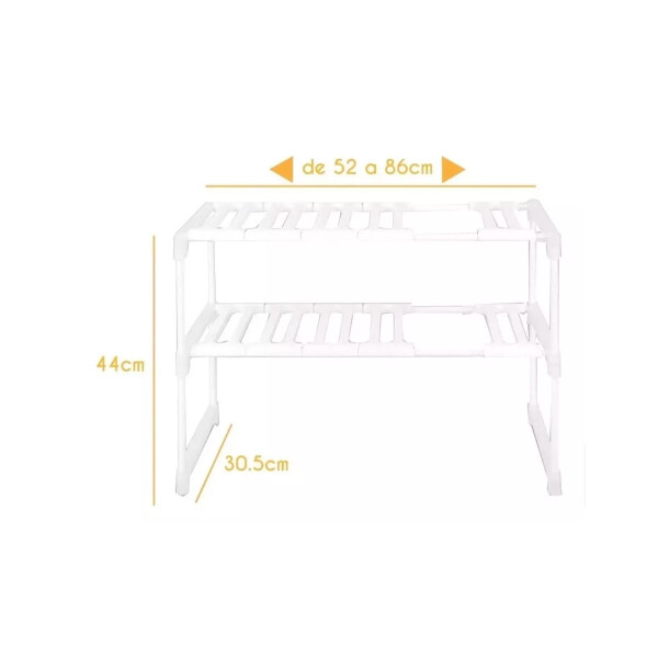 Estante Organizador de Cocina Bajo Mesada o Alacena de 2 Niveles Color Blanco Estante Organizador de Cocina Bajo Mesada o Alacena de 2 Niveles Color Blanco