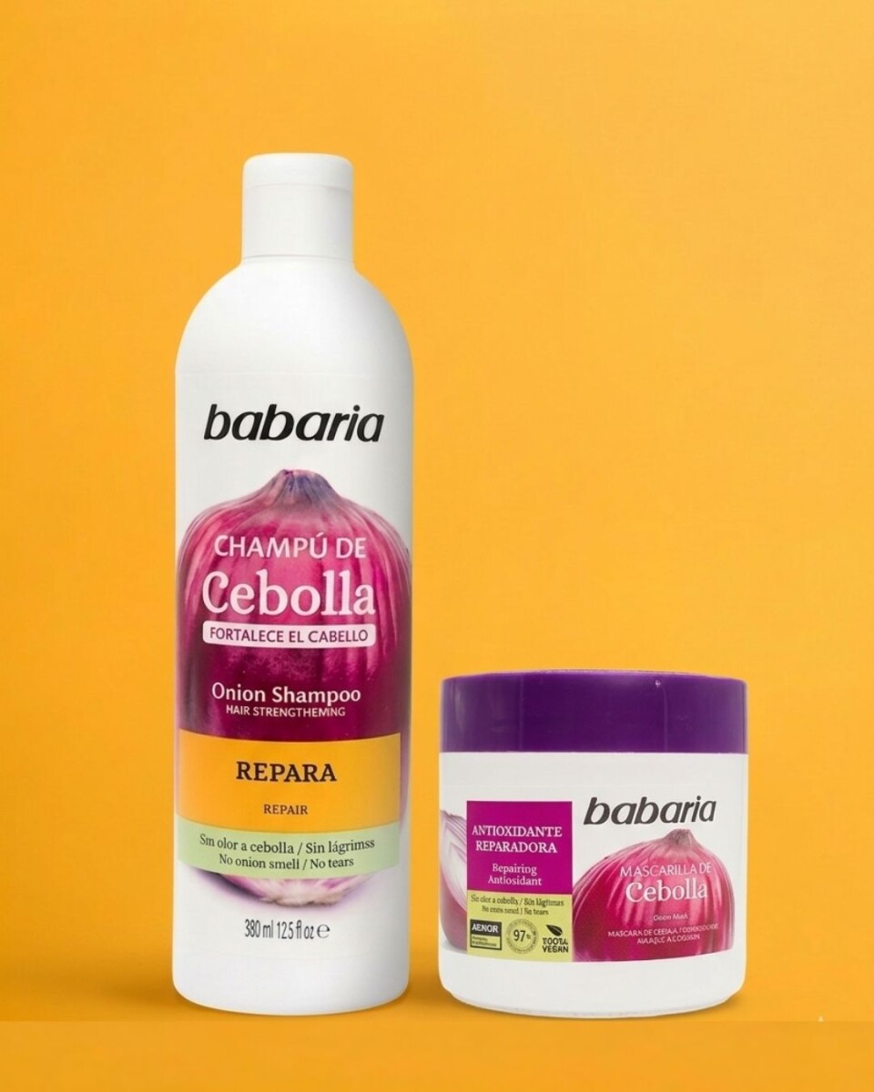 Pack Shampoo x 380ml + Mascarilla Cebolla Babaria - reparador 
