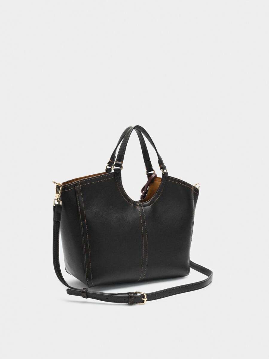 Bolso Tote Liso Con Cierre De Cremallera negro