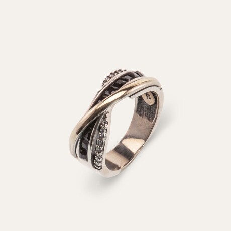 Anillo Tiberia Black - Plata y Oro Anillo Tiberia Black - Plata y Oro