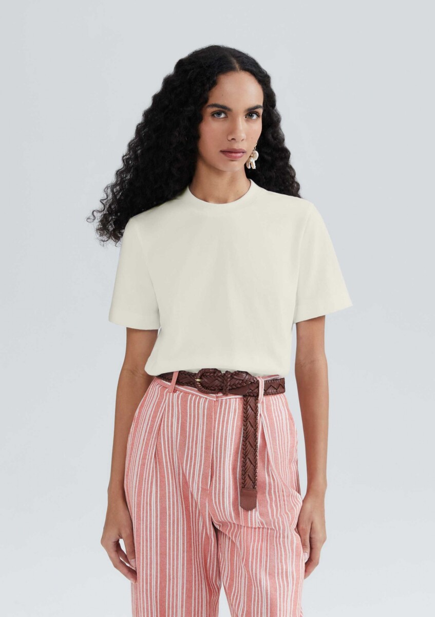 BLUSA FEMENINA SUPER COTTON MANGA CORTA - BEIGE 