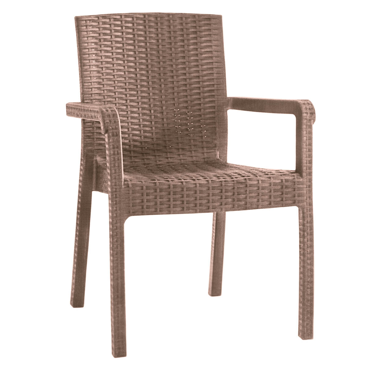 Silla Jardín Rattan Exterior Balcón Apilable UV 150k - Capuccino 