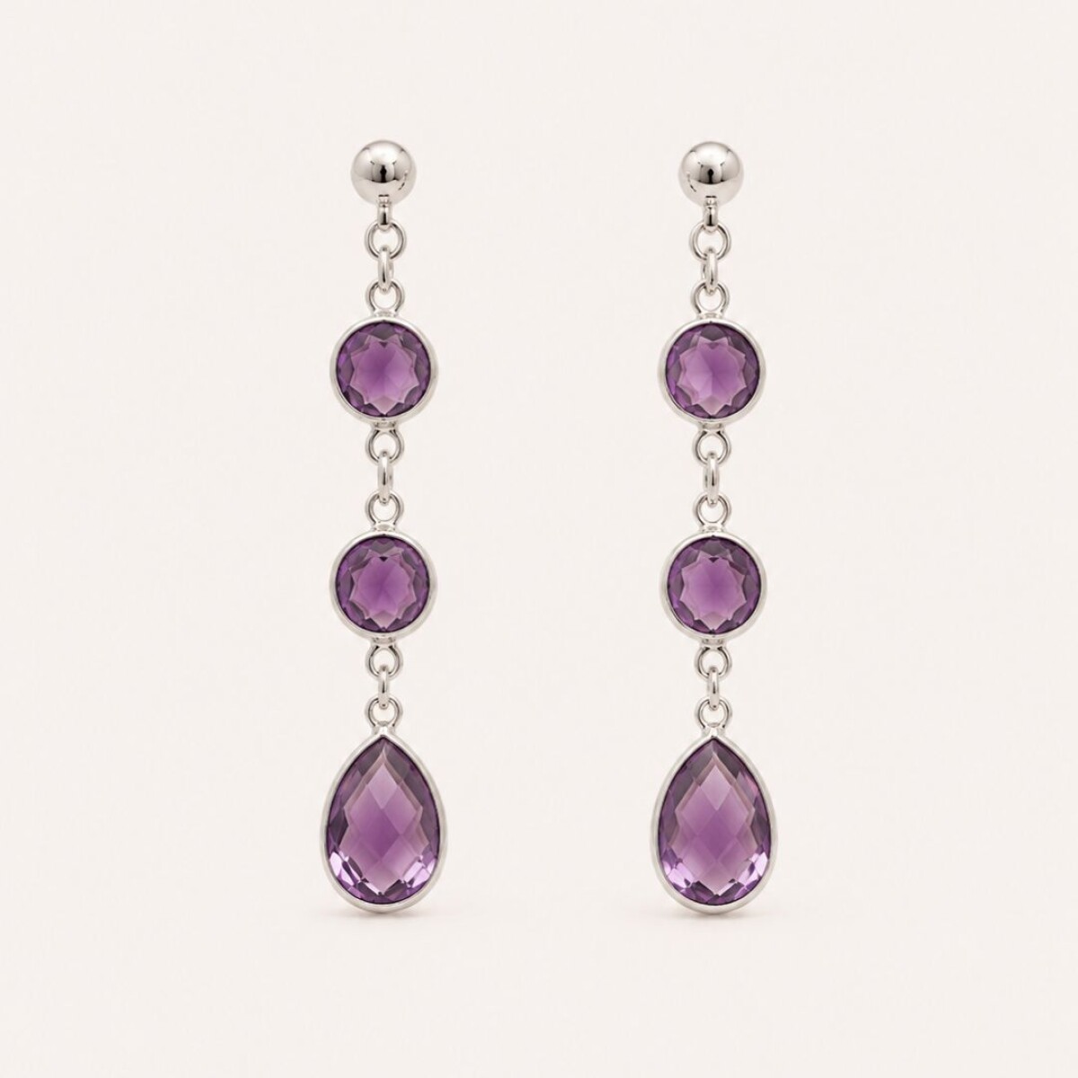 Caravanas Addie Amatista - Plata 925 