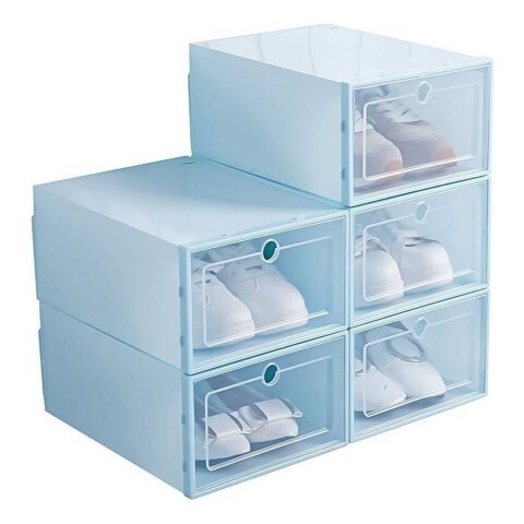Caja Organizadora Zapatos Zapatera X6 Unidades Caja Apilable Color Variante Celeste