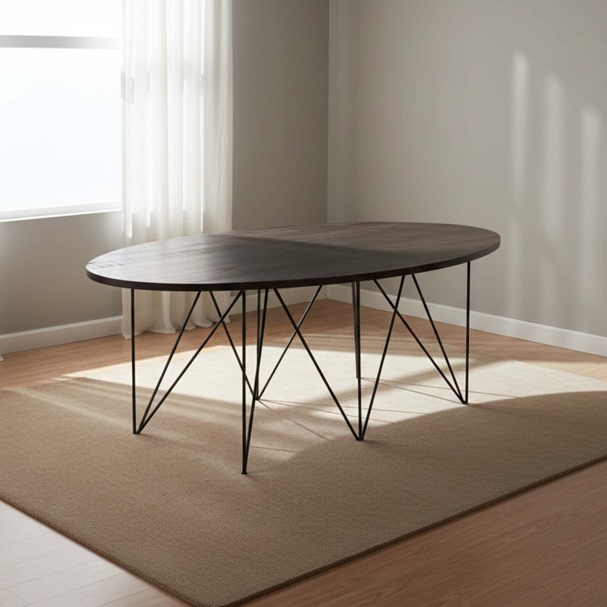 MESA DE COMEDOR - MADERA-Y-METAL NATURAL-BEIGE CALCUTA 