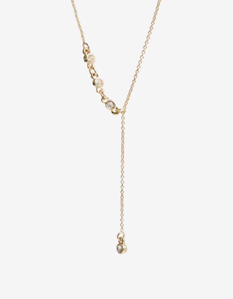 Collares Cortos Strass Collar En Y Con Strass - Dorado