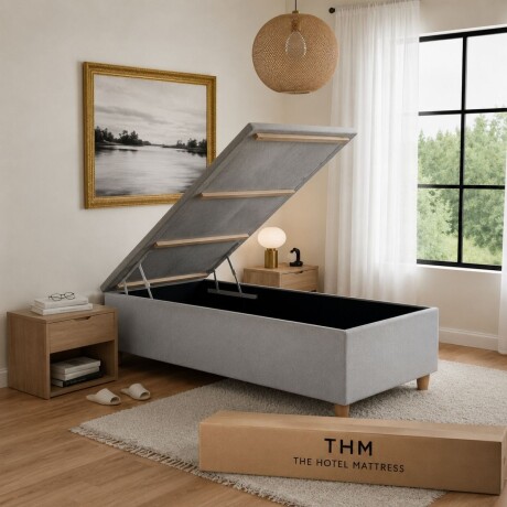 Box Baúl Sommier 1 Plaza HAMPTONS Smartbox 90X190 Gris