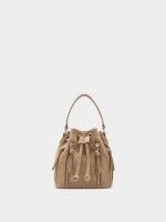 Bolso Bombonera Con Textura Y Cremalleras taupe