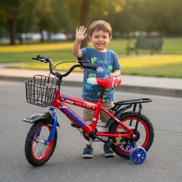 Bicicleta Infantil XMZ Rodado12 Canasto Parrilla Guardabarro Rojo 1