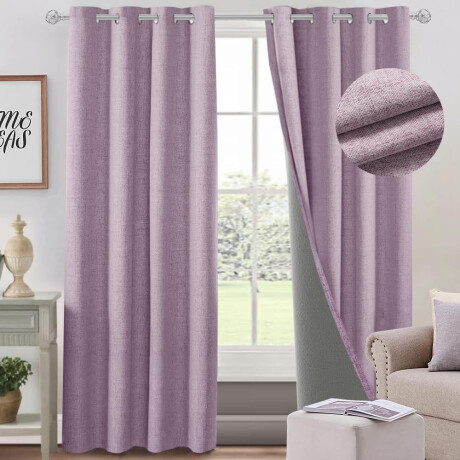 Cortina 2 Paños 106 X160 Cm Textura Lino Violeta