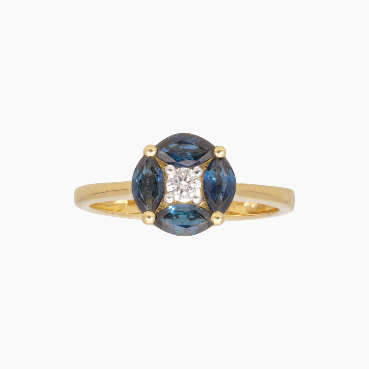Anillo En Oro 18k Con Zafiros Y Brillantes 