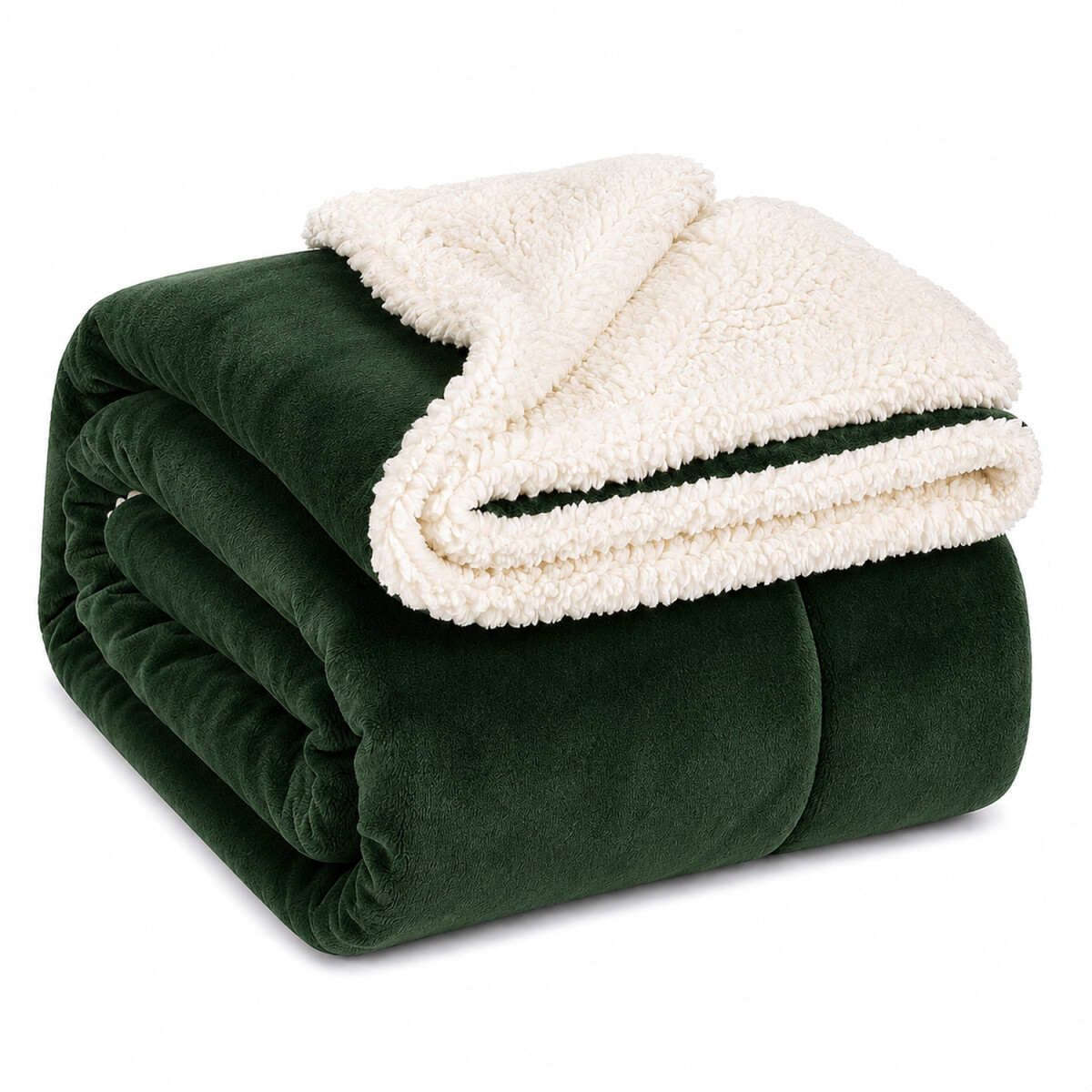 Frazada Manta Polar Corderito 2 Plazas - VERDE OSCURO 