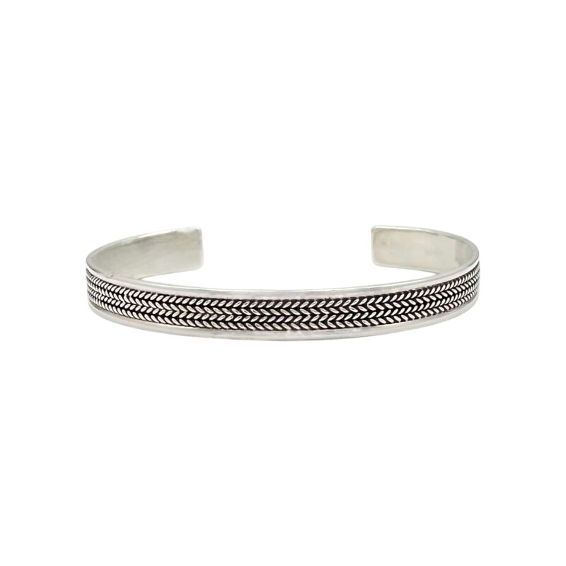 Brazalete trenzado con borde-Plata 925-Sin Piedra-BR3001 sinpiedra