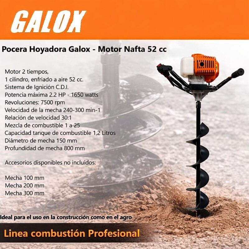 GALOX POCERA HOYADORA PROFESIONAL PANTHER 52 CC 150 MM Galox Pocera Hoyadora Profesional Panther 52 Cc 150 Mm