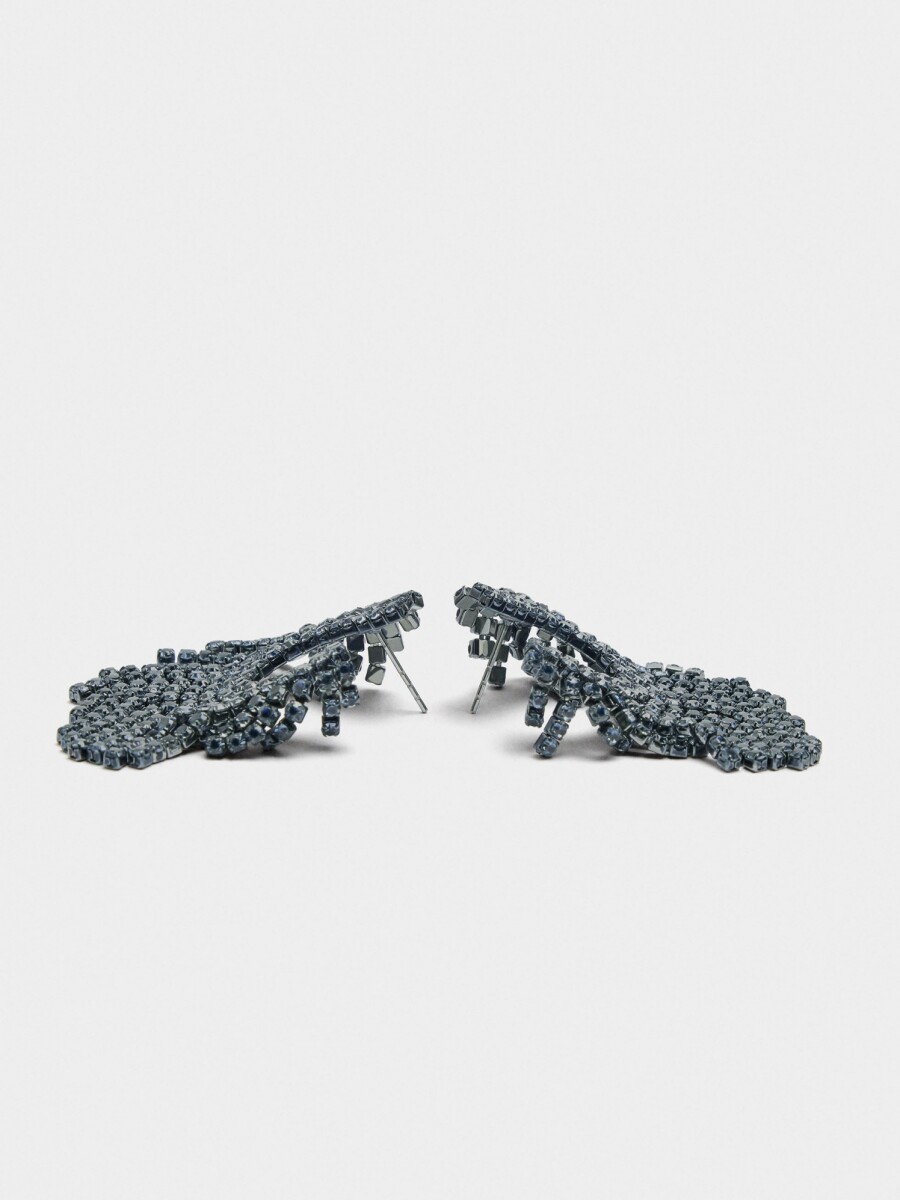 Pendientes Maxi Redondeados De Cristales azul