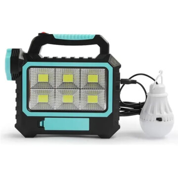 Linterna Led Farol Reflector Recargable Solar Usb + Lampara Color Celeste