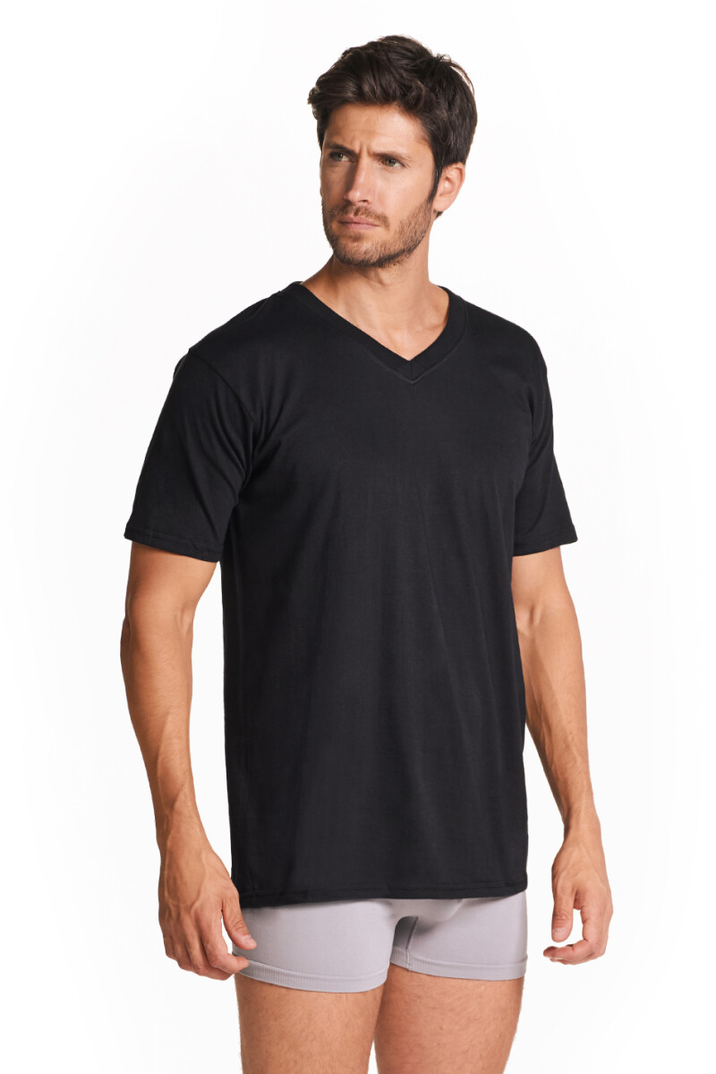 Camiseta con escote en v Negro