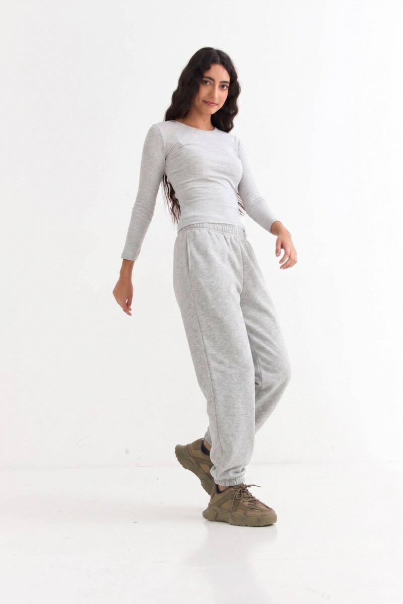 Pantalón dep clásico c/puños elásticos - UNISEX Gris melange claro