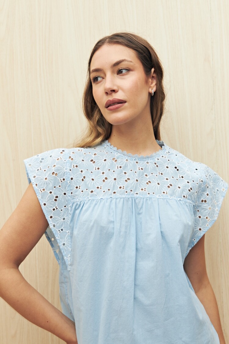 CAMISA GELINA Celeste Cielo