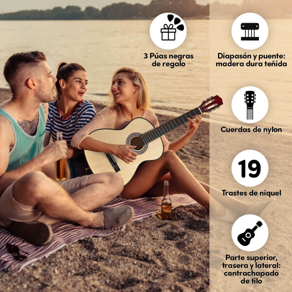 Guitarra Criolla Clasica Tamaño 4/4 39 Para diestros Con Estuche Funda Y Puas Imback Color Natural Guitarra Criolla Clasica Tamaño 4/4 39 Para diestros Con Estuche Funda Y Puas Imback Color Natural