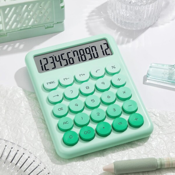 Calculadora Escritorio 12 Dígitos Funciones Números Escolar Color Variante Verde