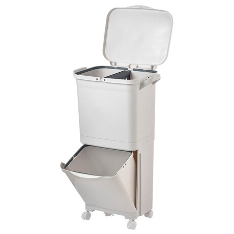 Tacho De Basura Papelera Contenedor C/ruedas 45 L Blanco