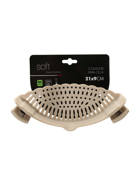 COLADOR SILICONA CON CLIP P/OLLA 21X9CM BEIGE COLADOR SILICONA CON CLIP P/OLLA 21X9CM BEIGE