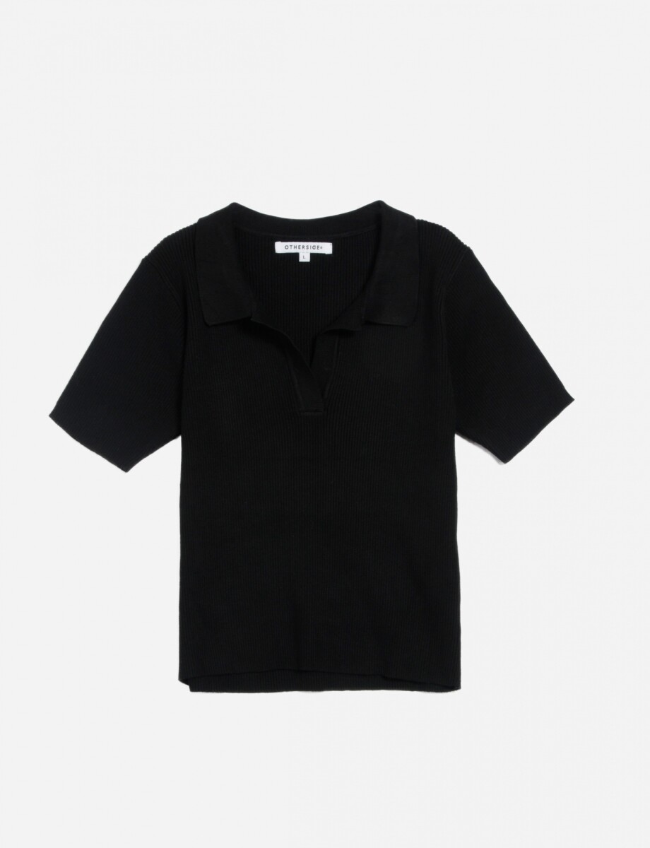 Top cuello polo - Negro 