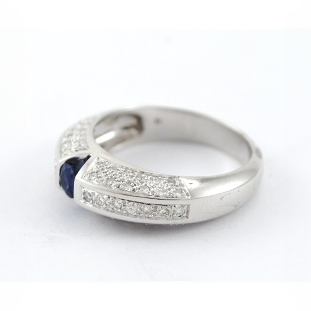 Anillo Oro Blanco Con Brillantes Y Zafiro Anillo Oro Blanco Con Brillantes Y Zafiro