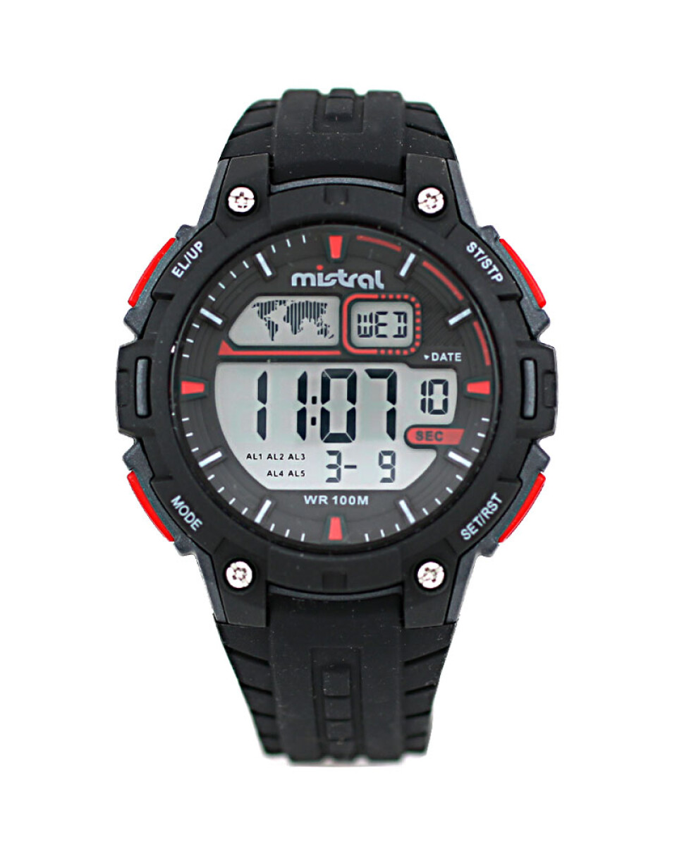 Reloj Mistral Deportivo Silicona Negro. "Producto sin caja" 