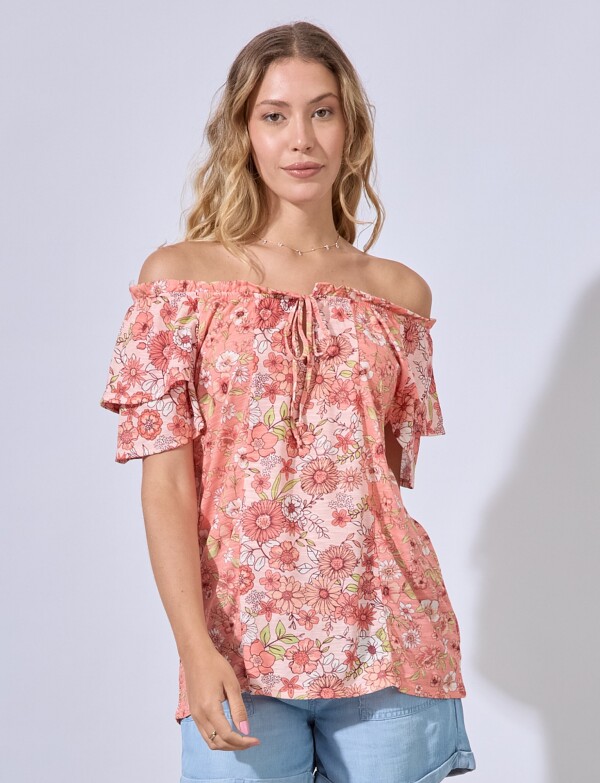 Blusa Flowers CORAL/MULTI