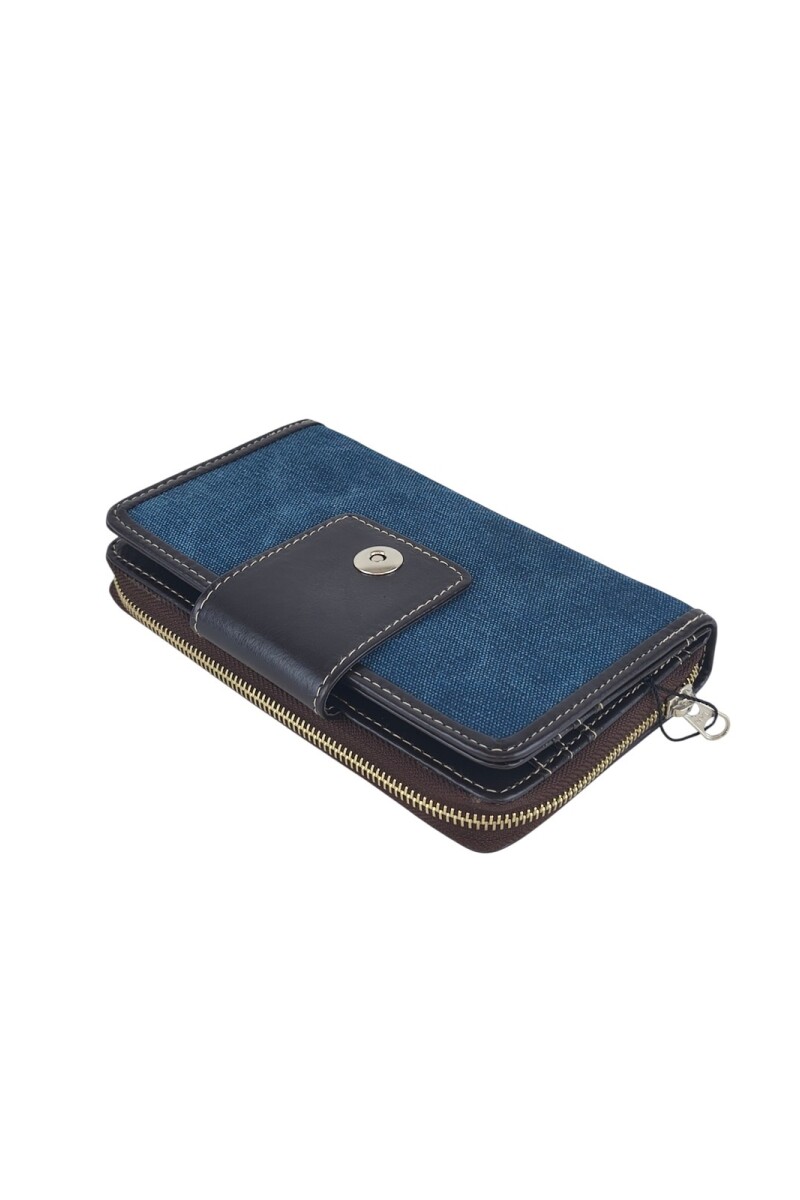 Monedero grande con lengueta Azul