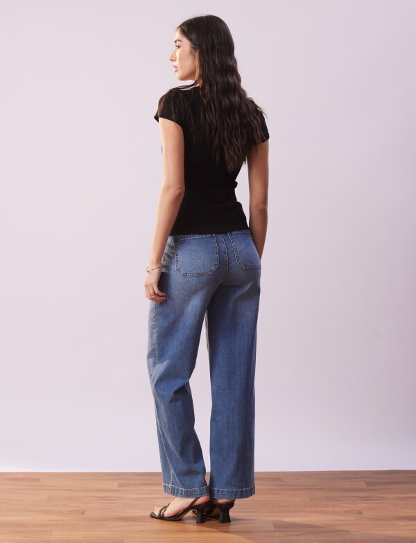 Remera Basica Ribs NEGRO