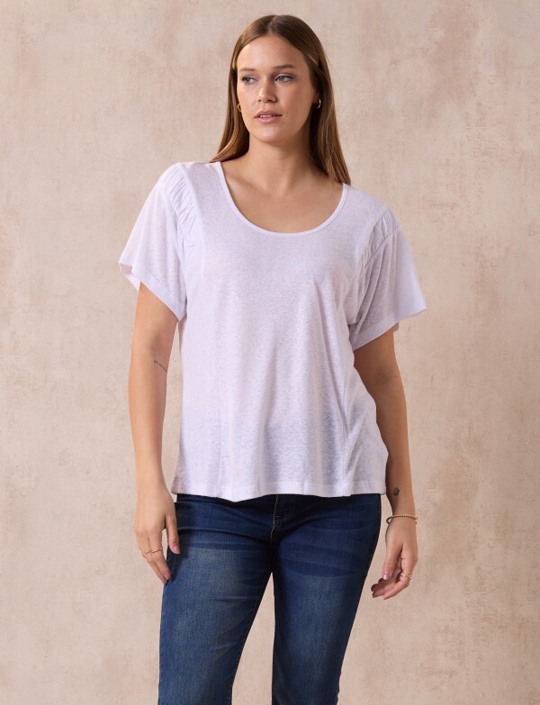 Remera Lino Frunce BLANCO